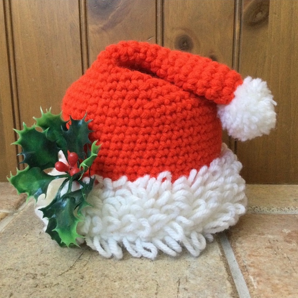 Christmas Santa Hat Crochet Toilet Paper Holder Handmade